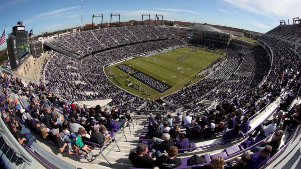 A general view of TCU's football stadium ahead of a Baylor game.