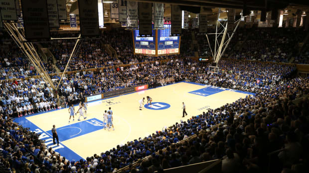A general view of Duke's basketball court.