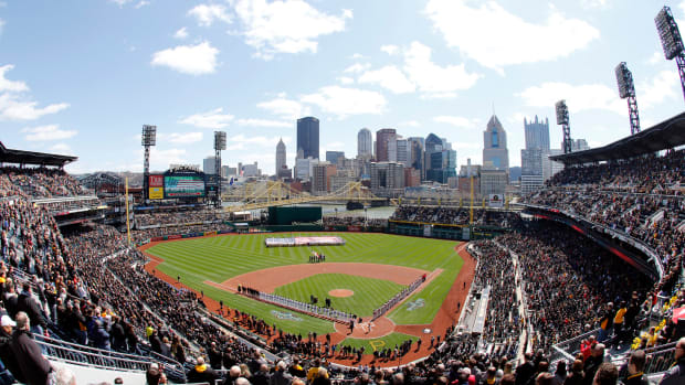 A baseball game in Pittsburgh.