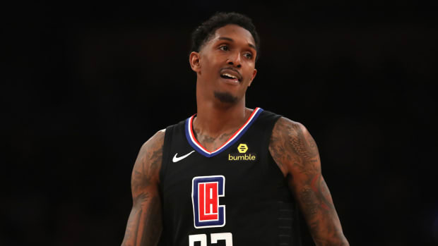 A closeup of Lou Williams, sixth man for the Los Angeles Clippers in the NBA.