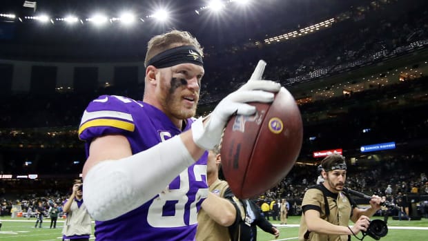 Kyle Rudolph celebrates after game-winning touchdown.