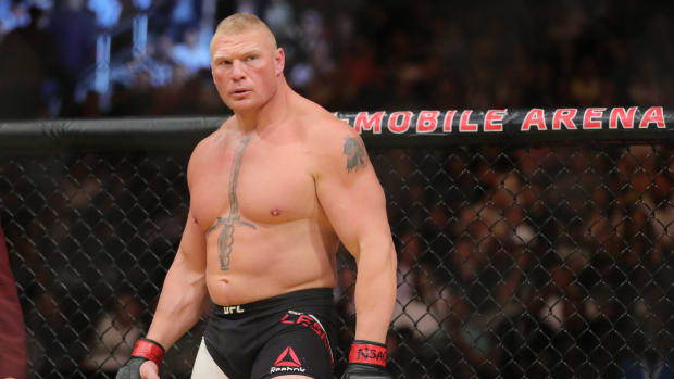 Brock Lesnar in the Octagon.
