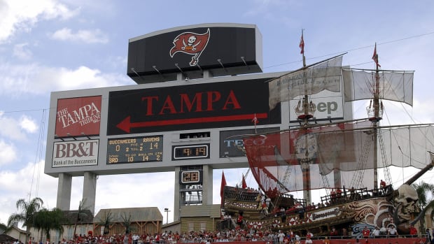 An interior view of the Tampa bay Buccaneers stadium.