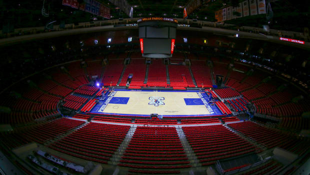 A general view of the Philadelphia 76ers court.