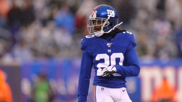 Janoris Jenkins on the field for the New York Giants.