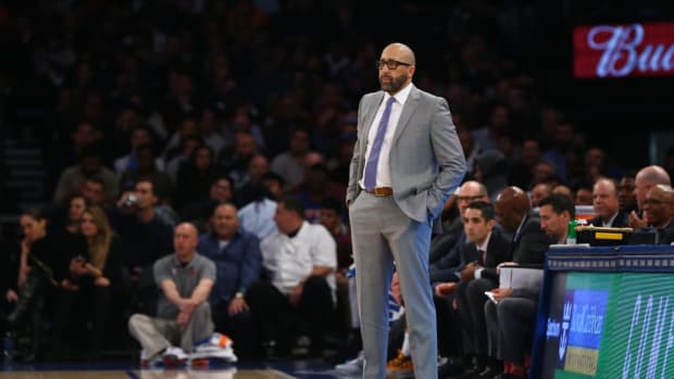 David Fizdale on the sidelines for the New York Knicks.