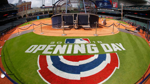 The Houston Astros field on MLB opening day.