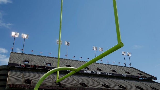 An interior view of the stadium before the start of Texas A&M Aggies Maroon & White spring football game at Kyle Field.