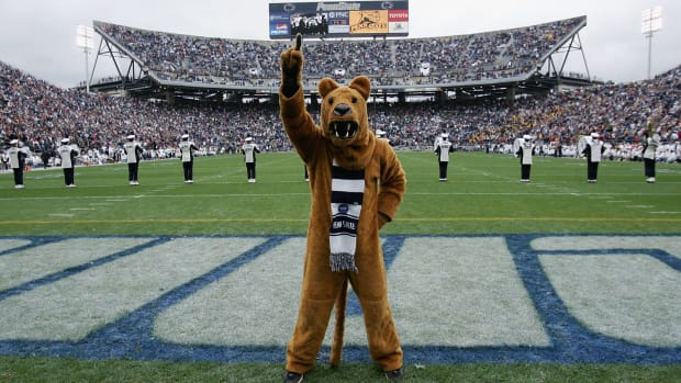 Penn State's mascot on the field.