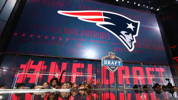 A general view of the stage at the NFL Draft as the Patriots are set to pick.