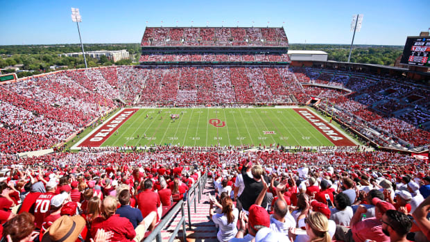 A general view of the Oklahoma Sooners football field.