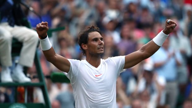 Rafael Nadal wins a big tennis match.
