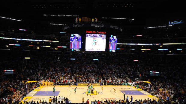 A general view of the Los Angeles Lakers arena.