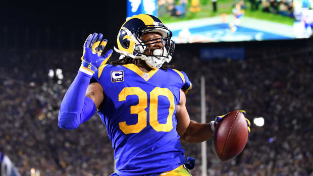 Rams RB Todd Gurley celebrating a touchdown.