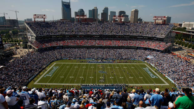 A general view of the Tennessee Titans stadium during the day.