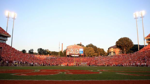 An general view of Clemson's football field during a game.