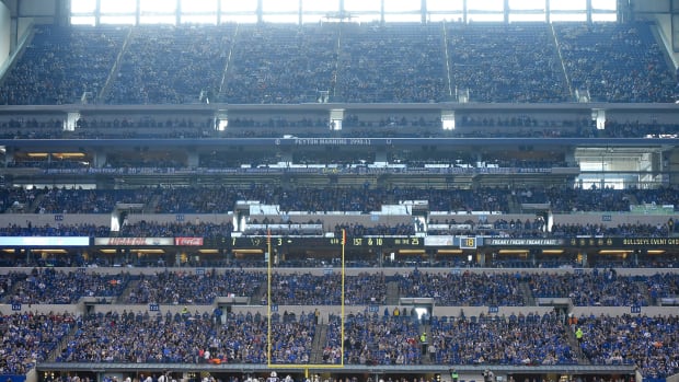 An interior view of the Indianapolis Colts stadium.