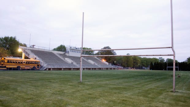 a shot of a high school football field in new jersey