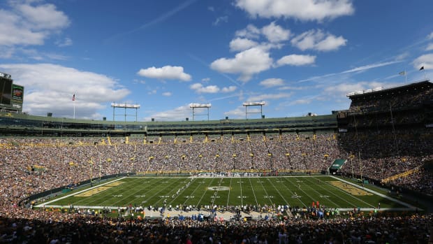 A general view of Lambeau Field during a Green Bay Packers game.
