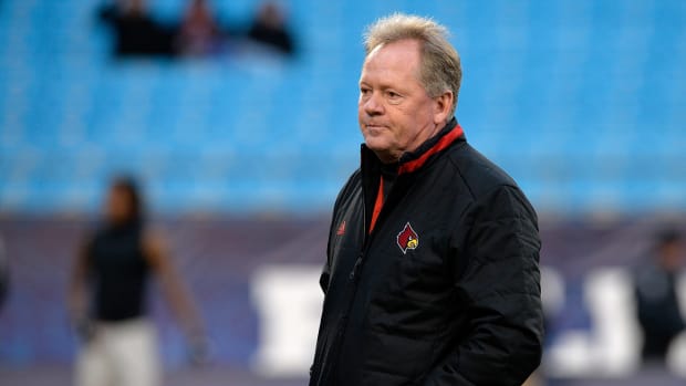 Bobby Petrino ahead of a game for Louisville.