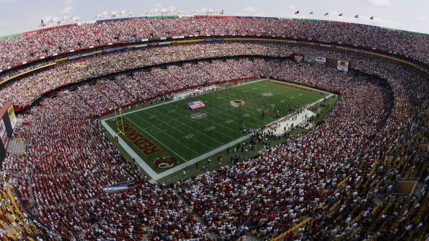 an aerial look at the washington redskins' fedex field