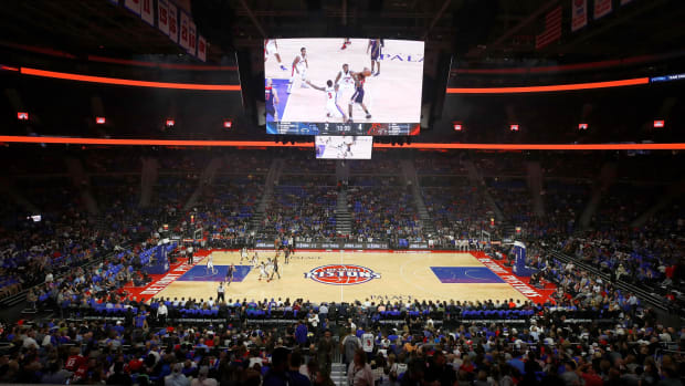 A general view of the Detroit Pistons arena.
