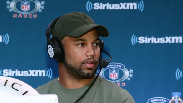 Golden Tate attends Radio Row in Minnesota before the Super Bowl.