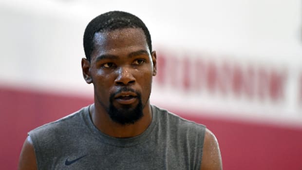 A photo of Kevin Durant taken during USA Basketball practice.