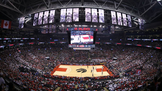 A general view of the Toronto Raptors court.