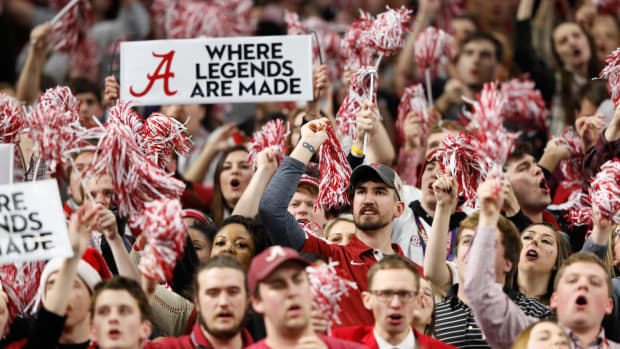 Alabama Crimson Tide fans react in the second half of the AllState Sugar Bowl against the Clemson Tigers at the Mercedes-Benz Superdome.