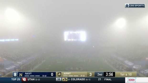Army vs. Navy game is crazy weather.