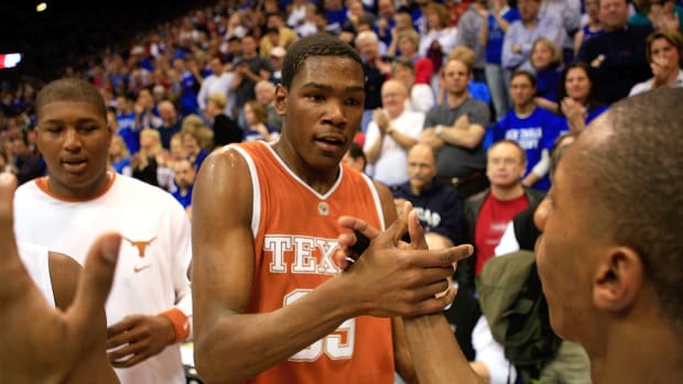 A closeup of Kevin Durant during his days as a Texas Longhorn.