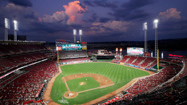 Cincinnati Reds ballpark on a night.