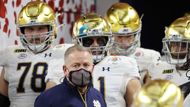 Notre Dame head coach Brian Kelly at the Rose Bowl.