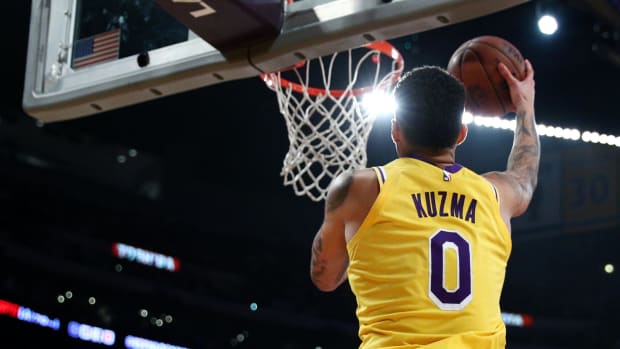 Kyle Kuzma playing for the Lakers.