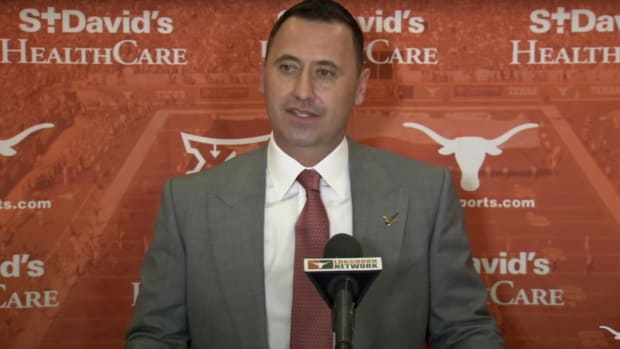 Steve Sarkisian at his Texas football introductory press conference.