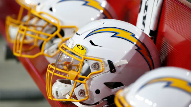 Los Angeles Chargers helmets.