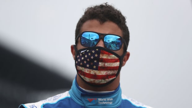 NASCAR driver Bubba Wallace before a Cup Series race.