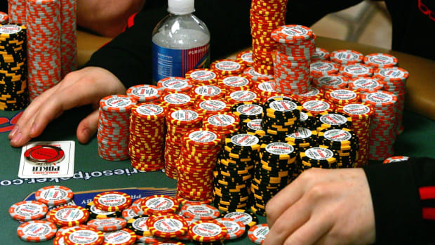 A generic photo of poker chips at The World Series of Poker.