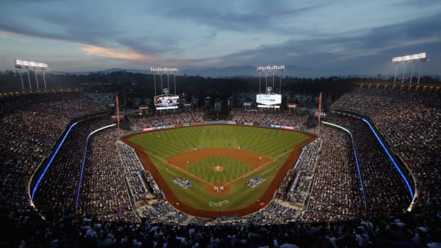 A general view of Dodger Stadium during the World Series.