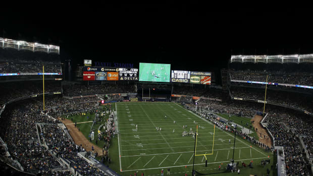 A general view of Notre Dame's football field inside Yankee Stadium.