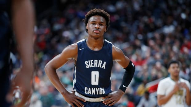 LeBron James' oldest son Bronny James during a game for Sierra Canyon in Ohio.