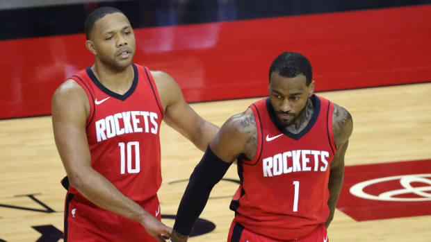John Wall and Eric Gordon on the floor for the rockets together.