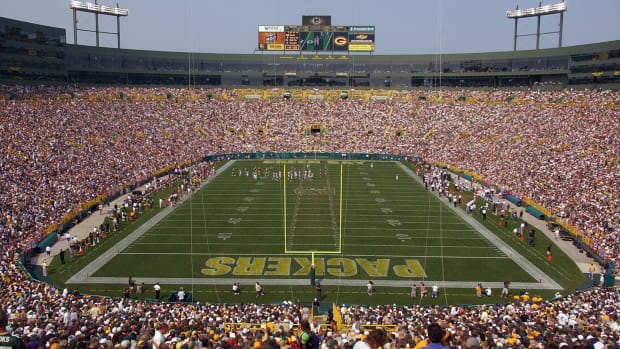 A general view of Lambeau Field during a Green Bay Packers game.