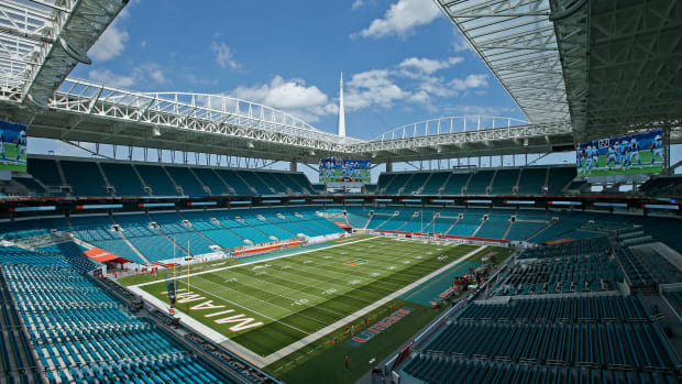 A general view of an empty Miami Hurricanes football stadium.