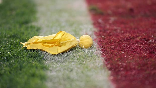 A general photo of a penalty flag.