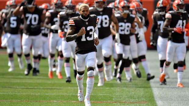 Odell Beckham on the field for the Browns.