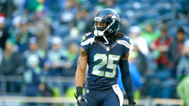 Richard Sherman during a game for the Seattle Seahawks.