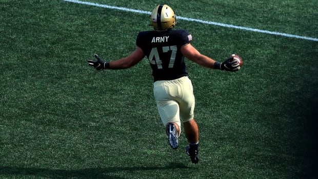 Army Black Knights on the football field.