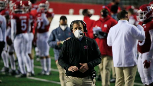 Greg Schiano on the sidelines for Rutgers.